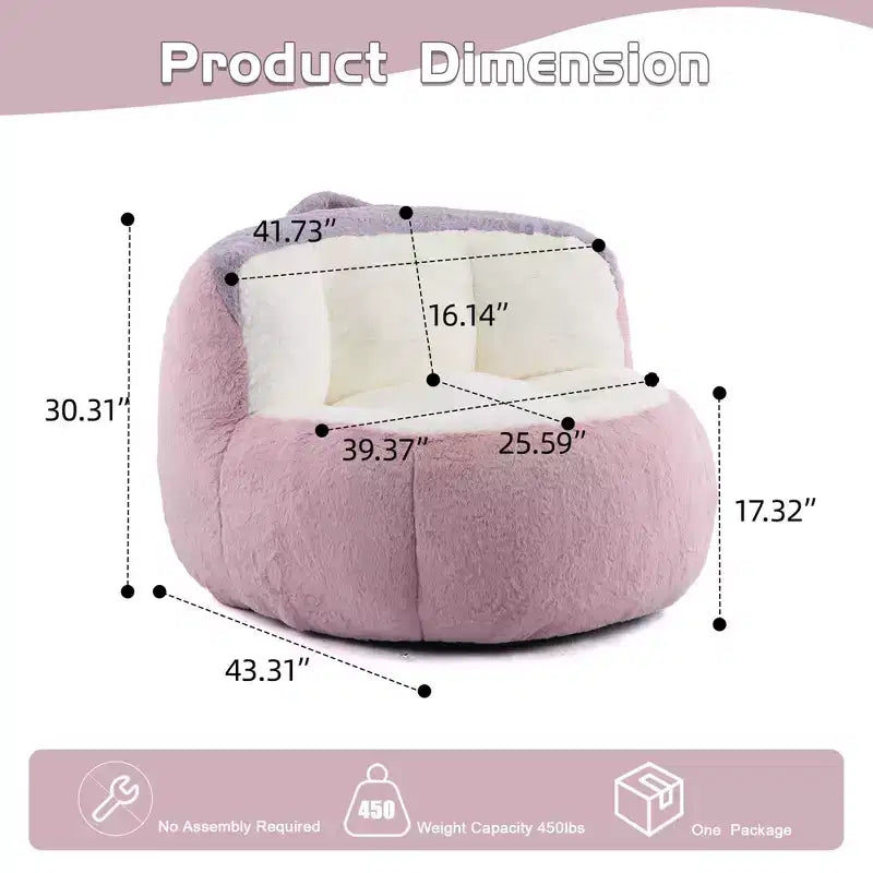 Canapé géant en pouf avec garniture en éponge déchiquetée, chaise longue de sol pour adultes et salon
