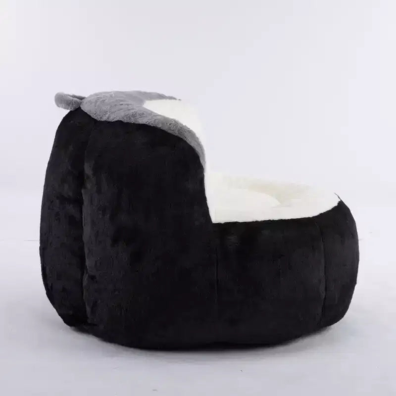 Canapé géant en pouf avec garniture en éponge déchiquetée, chaise longue de sol pour adultes et salon