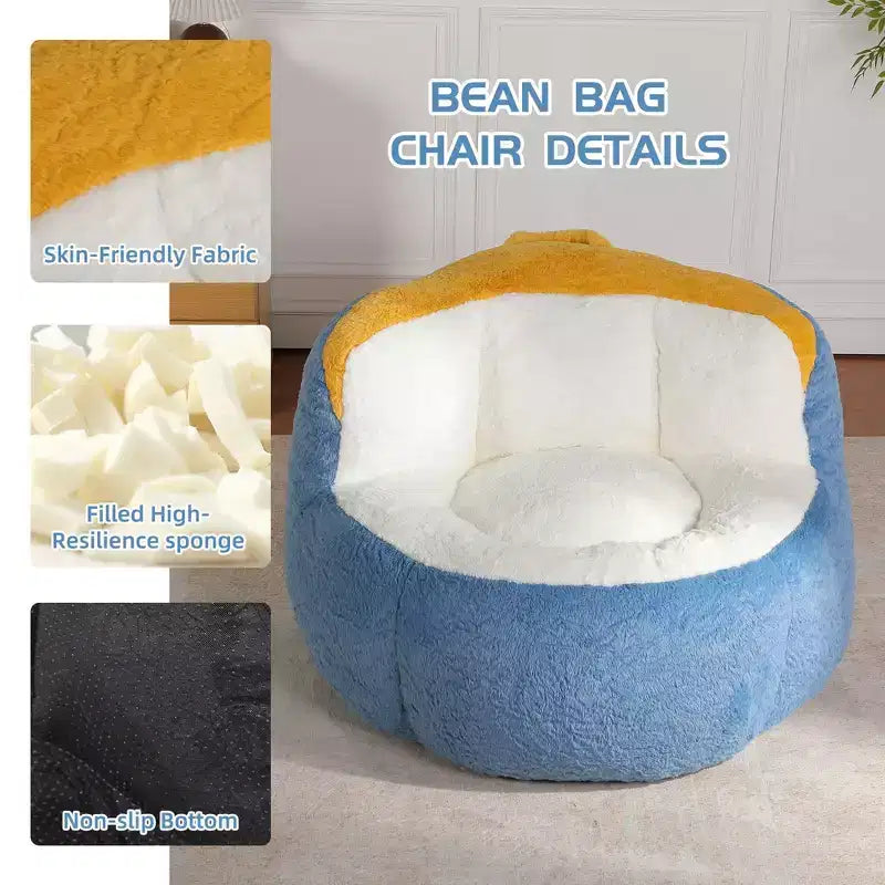 Canapé géant en pouf avec garniture en éponge déchiquetée, chaise longue de sol pour adultes et salon