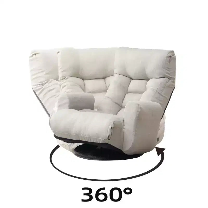 Fauteuil poire rotatif à 360 degrés avec poche latérale et appuie-tête réglable, Chaise de sol pour chambre à coucher et salon, Gris ciment
