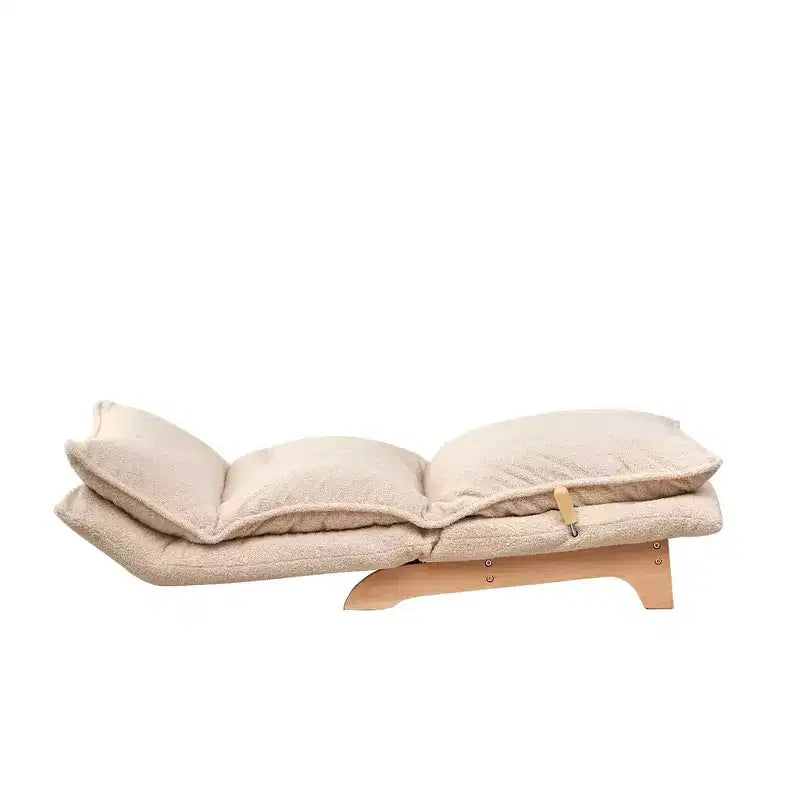 Fauteuil poire pliable avec repose-pieds, dossier réglable et éponge haute densité, fauteuil de sol pour balcon et salon, beige