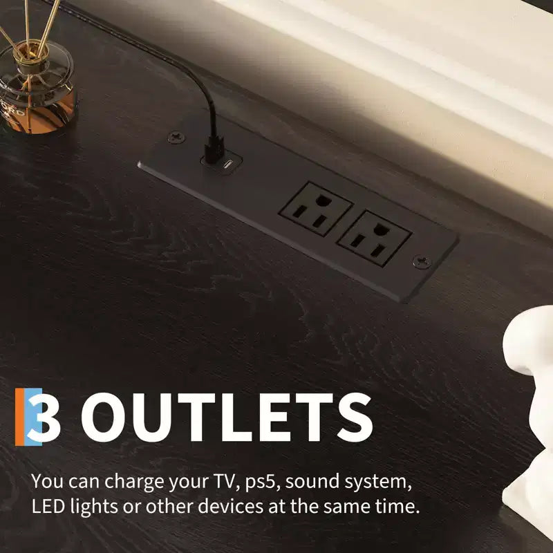 Meuble TV moderne pour téléviseurs jusqu'à 65 pouces, meuble de divertissement en bois de 63 pouces avec placards de rangement, 57x15x20,5 pouces