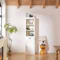Small Size Wooden Kitchen Organizer Pantry, 75in Freestanding Display Bookshelf, Farmhouse Bookcase for Hallway Living Room Home Office, White