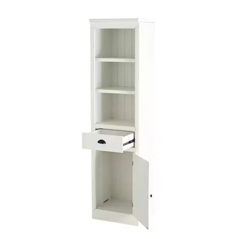 Organisateur de cuisine autoportant en bois de 75 po, bibliothèque de style campagnard pour couloir, salon, bureau, blanc, 19,5x15,75x75 po