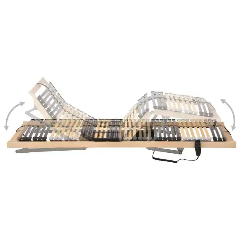 Sommier Électrique à Lattes Réglable, Cadre en Hêtre, Taille Simple, 90x200x10 cm