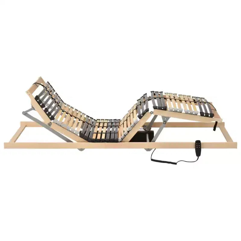 Sommier Électrique à Lattes Réglable, Cadre en Hêtre, Taille Simple, 90x200x10 cm