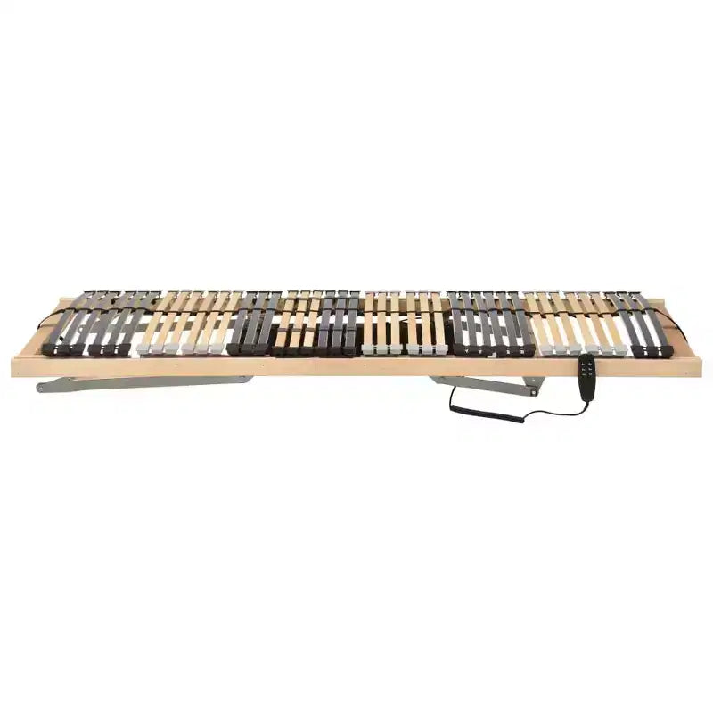 Sommier Électrique à Lattes Réglable, Cadre en Hêtre, Taille Simple, 90x200x10 cm