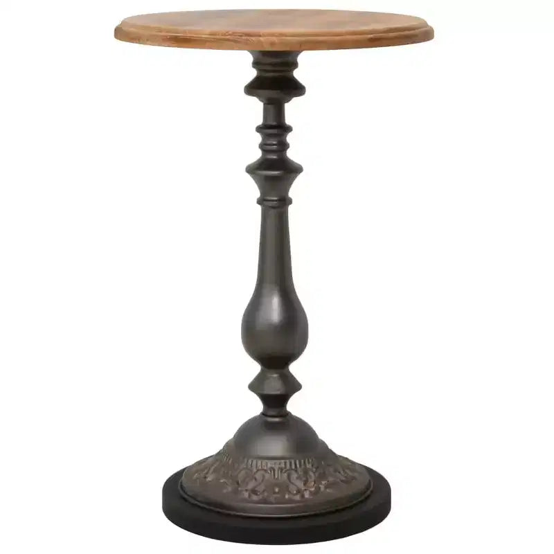 Table d'appoint en bois de sapin massif et acier, marron, 40 x 40 x 64 cm