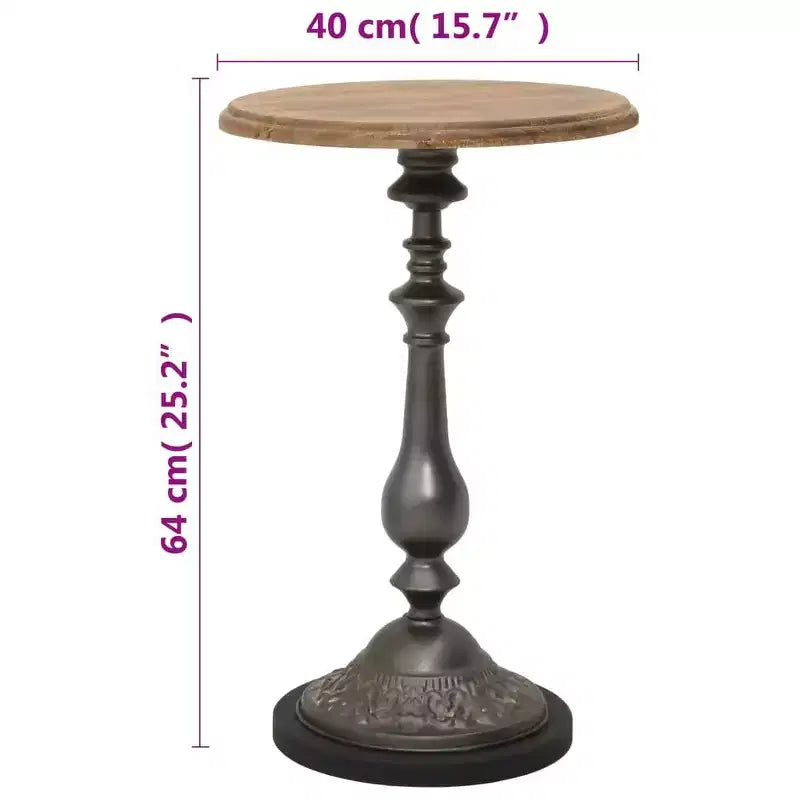 Table d'appoint en bois de sapin massif et acier, marron, 40 x 40 x 64 cm