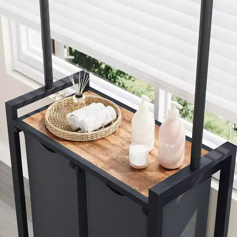 Trieur à linge roulant avec tringle et étagère – 2/3/4 sections