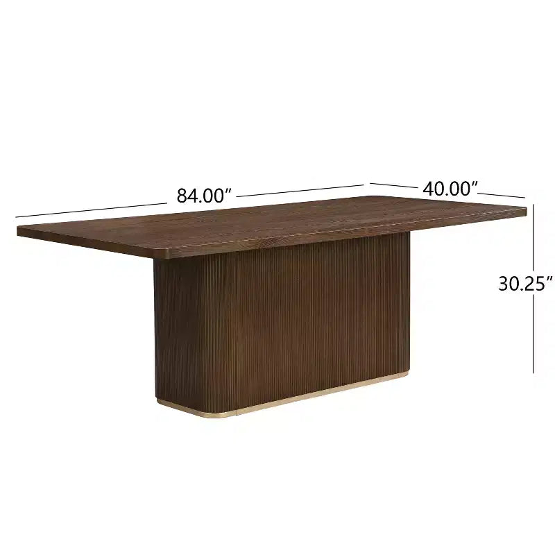 Table de salle à manger rectangulaire moderne 8 places de 84 po avec piétement central, 84x40x30.25 po