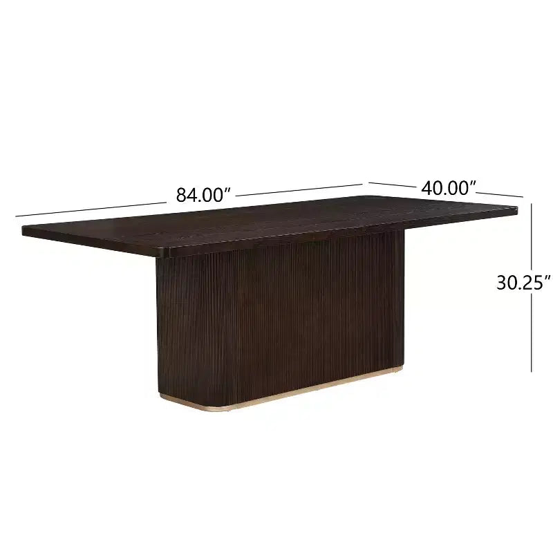 Table de salle à manger rectangulaire moderne 8 places de 84 po avec piétement central, 84x40x30.25 po