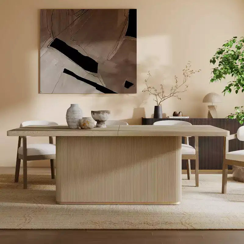 Table de salle à manger rectangulaire moderne 8 places de 84 po avec piétement central, 84x40x30.25 po