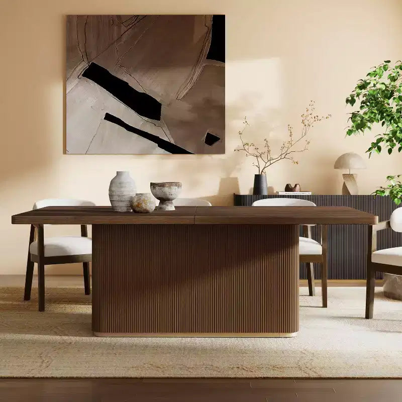 Table de salle à manger rectangulaire moderne 8 places de 84 po avec piétement central, 84x40x30.25 po