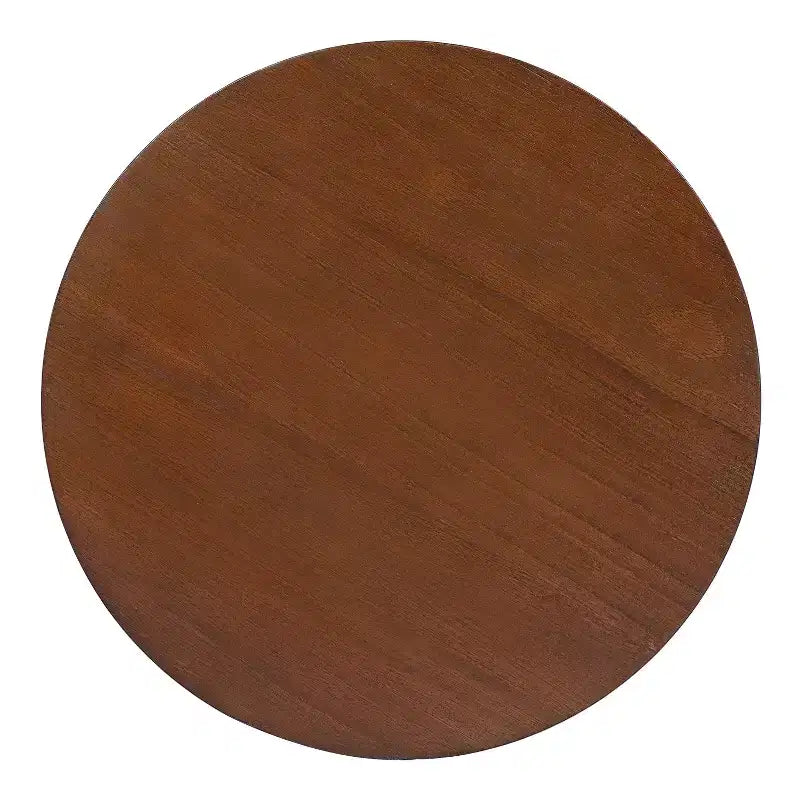 Table d'appoint ronde en rotin avec plateau en bois massif en caoutchouc, table de chevet de 40 cm, 40x40x45 cm