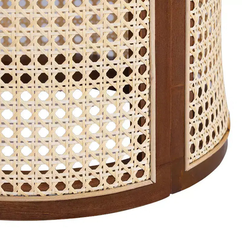 Table d'appoint ronde en rotin avec plateau en bois massif en caoutchouc, table de chevet de 40 cm, 40x40x45 cm