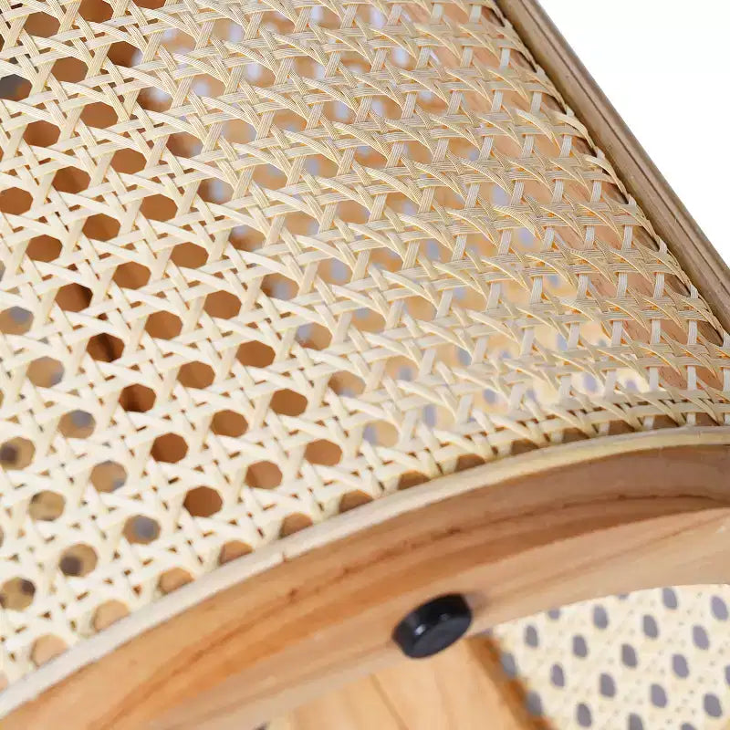 Table d'appoint ronde en rotin avec plateau en bois massif en caoutchouc, table de chevet de 40 cm, 40x40x45 cm