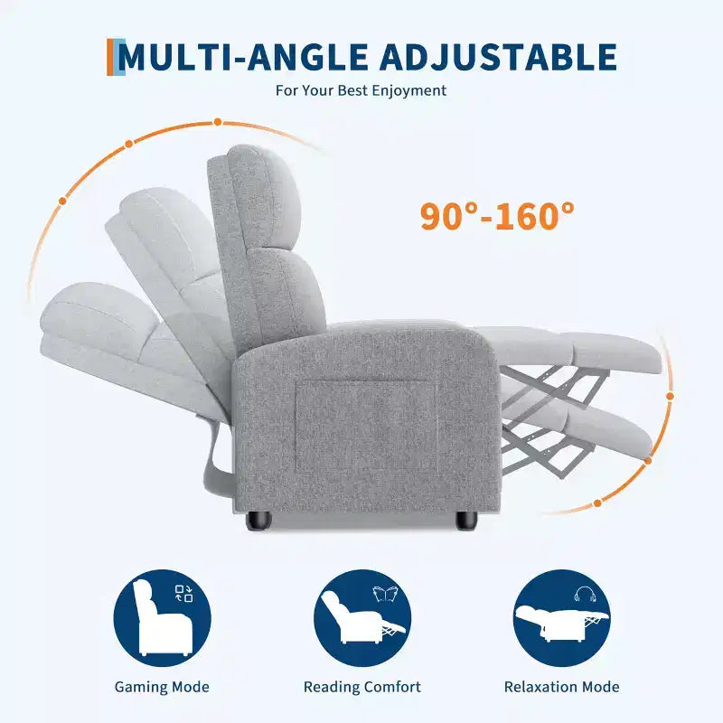 Fauteuil inclinable à dossier haut avec revêtement en coton-lin