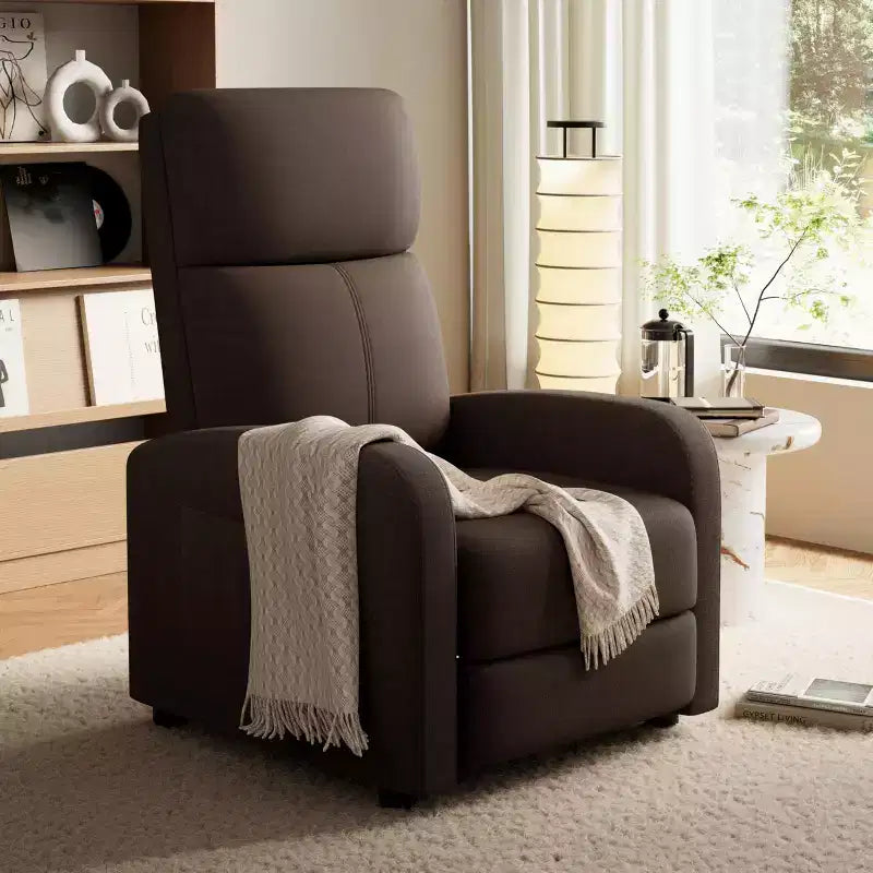 Fauteuil inclinable à dossier haut avec revêtement en coton-lin