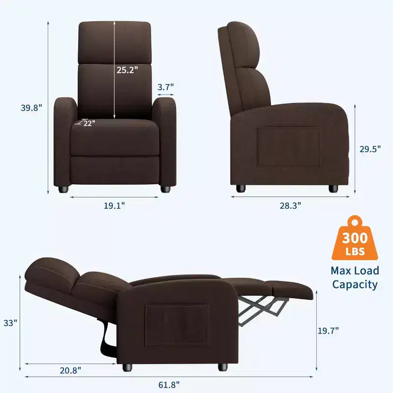 Fauteuil inclinable à dossier haut avec revêtement en coton-lin