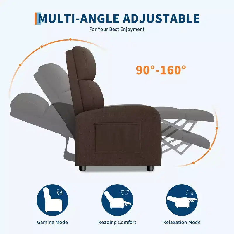 Fauteuil inclinable à dossier haut avec revêtement en coton-lin