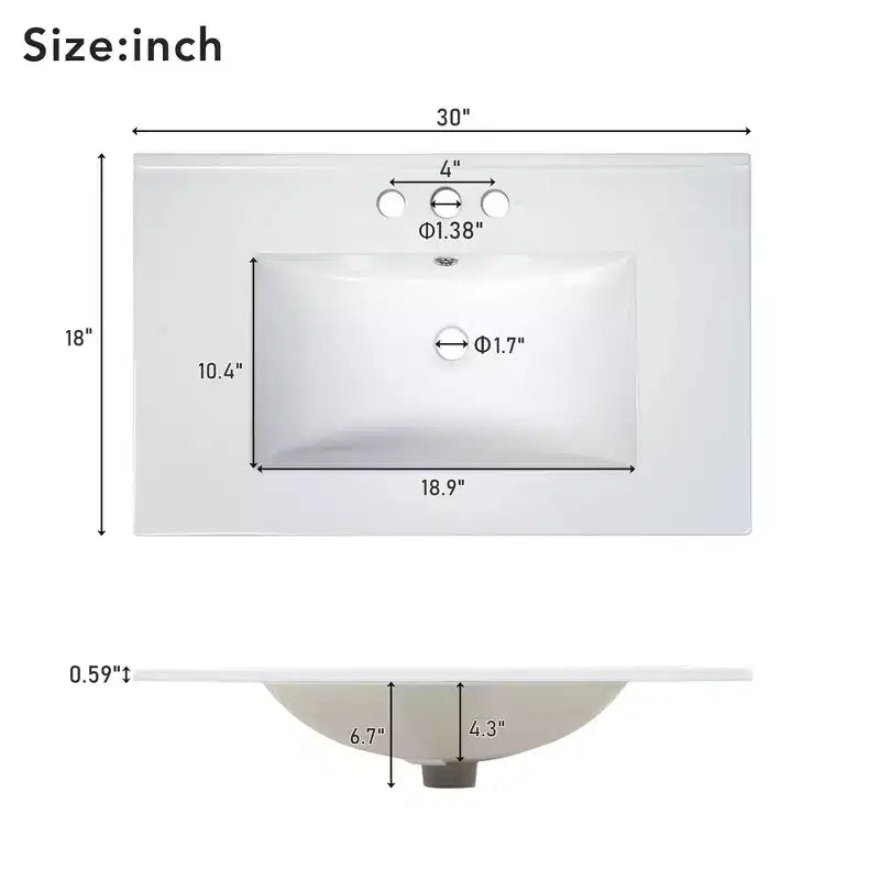 Meuble-lavabo de salle de bain de 30 po avec rangement, armoire de plancher avec tiroirs, vert forêt, 30x18,3x34 po