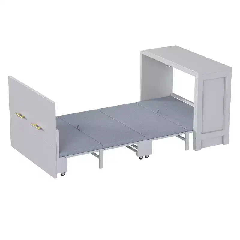 Lit escamotable format jumeau avec bureau réglable et coussin pliable, 74,8x30,3x79,9 po