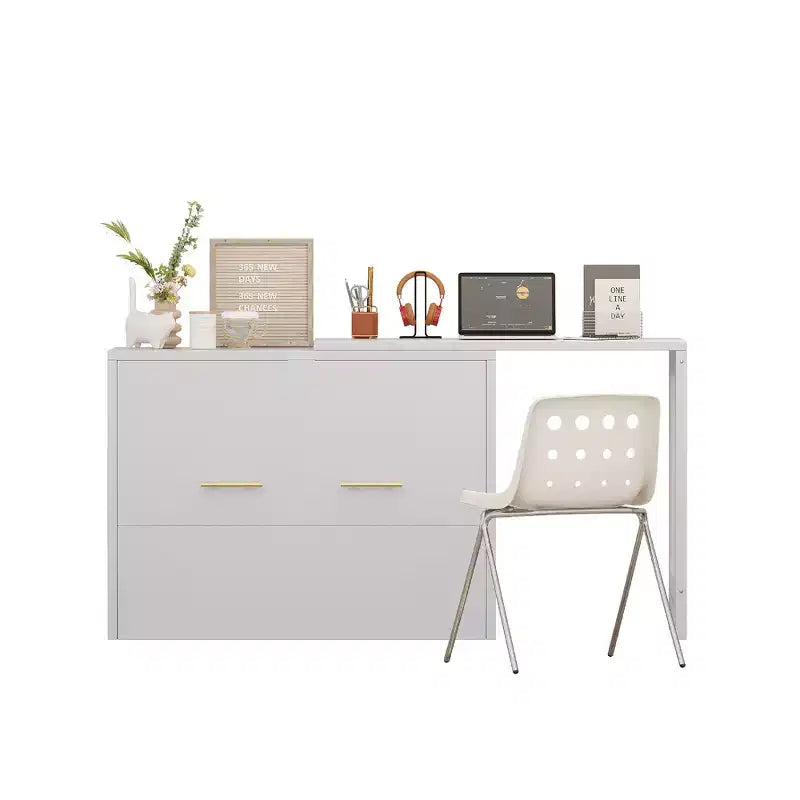 Lit escamotable format jumeau avec bureau réglable et coussin pliable, 74,8x30,3x79,9 po