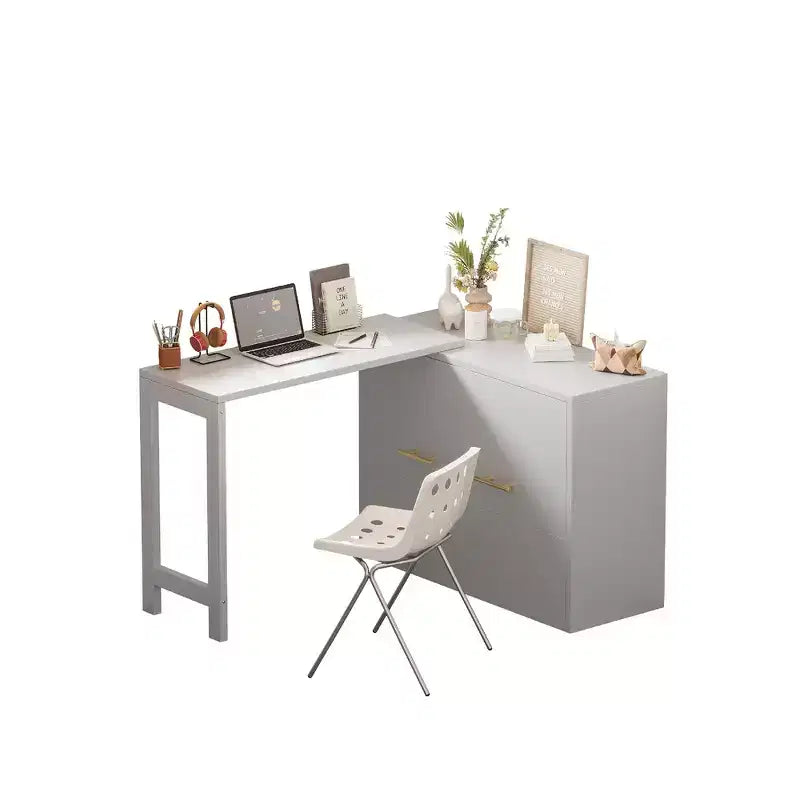 Lit escamotable format jumeau avec bureau réglable et coussin pliable, 74,8x30,3x79,9 po