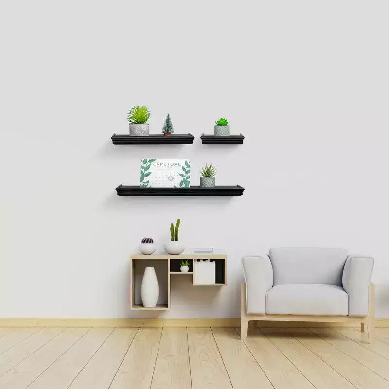 Étagère murale flottante en bois marron de 45,5 cm avec support invisible, installation facile, 45,5 x 9,9 x 4,1 cm