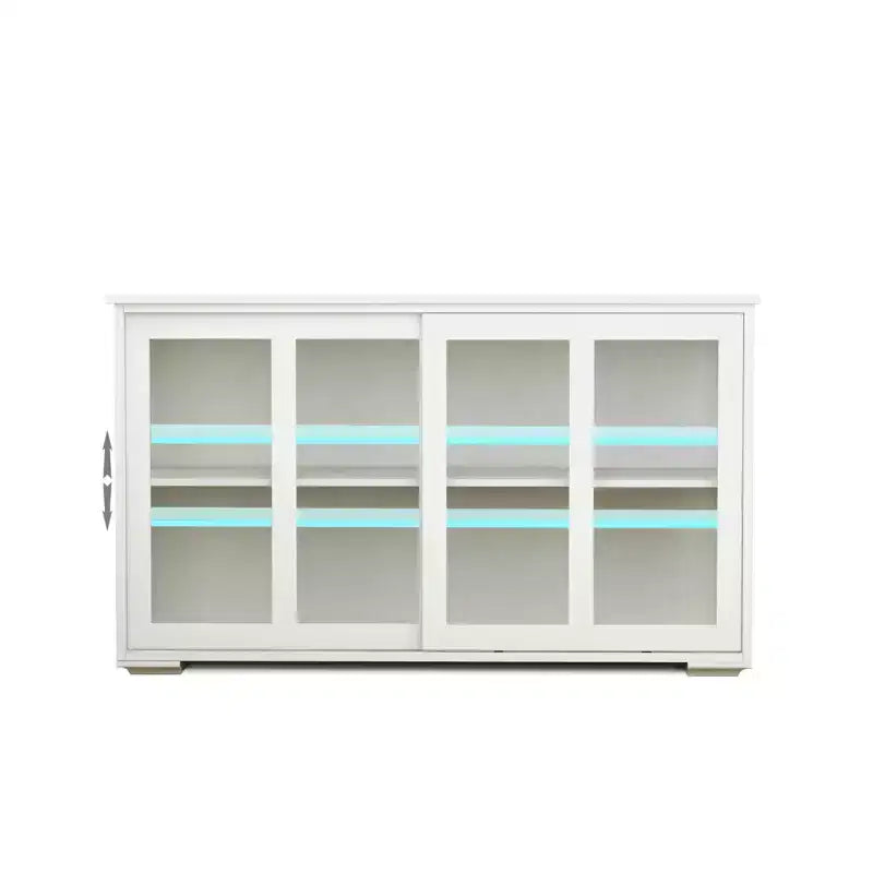 Buffet de cuisine avec portes coulissantes en verre, étagère réglable à 2 niveaux, 106,4 x 35,6 x 62,5 cm