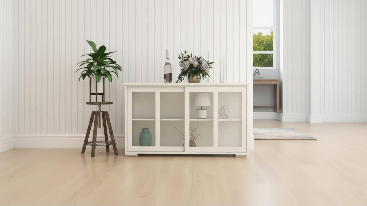 TUYOHW Kitchen Buffet Server Cabinet,Cupboard with Sliding Glass Doors,2-Tier Adjustable Shelf,Sideboard Cabinet for Kitchen,Dining Room,Living Room
