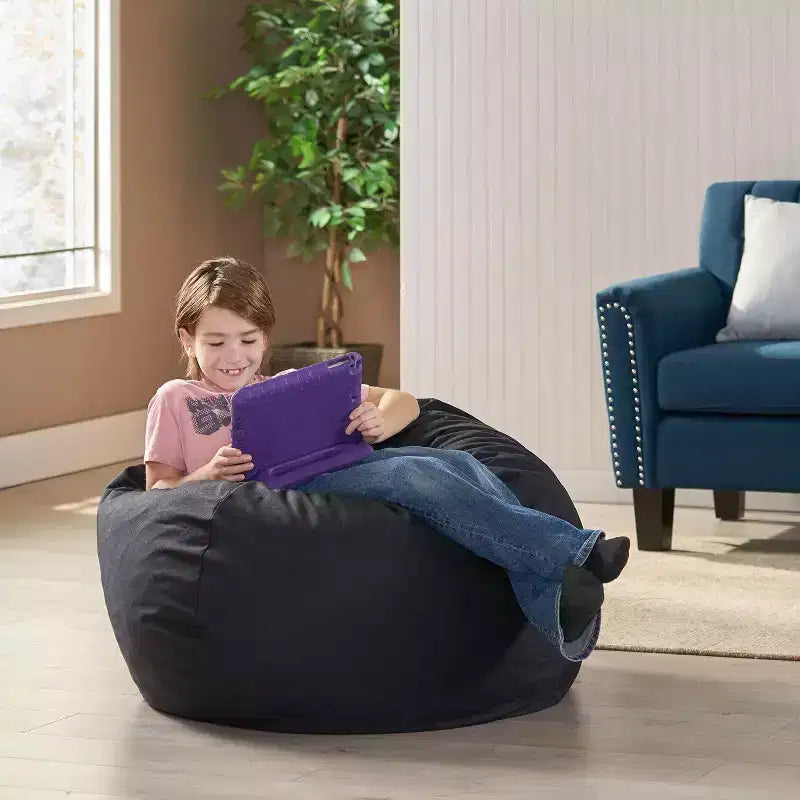 Pouf rond pour adultes, chaise de sol en mousse haute densité, 86x86x63 cm