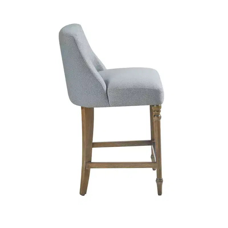 Tabouret de bar rembourré de 63,5 cm de hauteur de comptoir, assise carrée avec pieds en bois, tissu polyester bleu