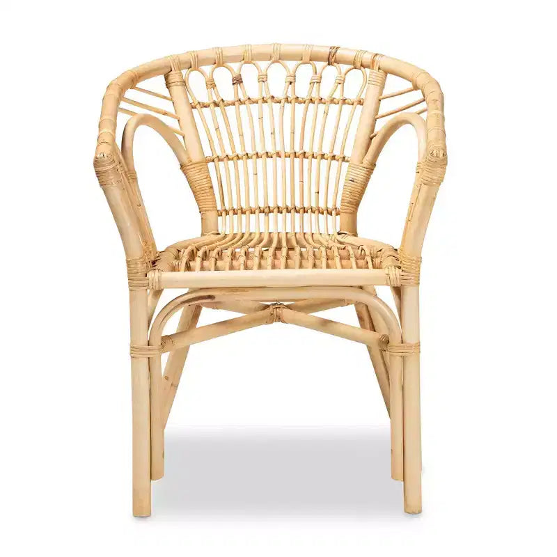 Chaise de salle à manger en rotin naturel avec accoudoirs, entièrement assemblée, 29,1x23,6x24 po