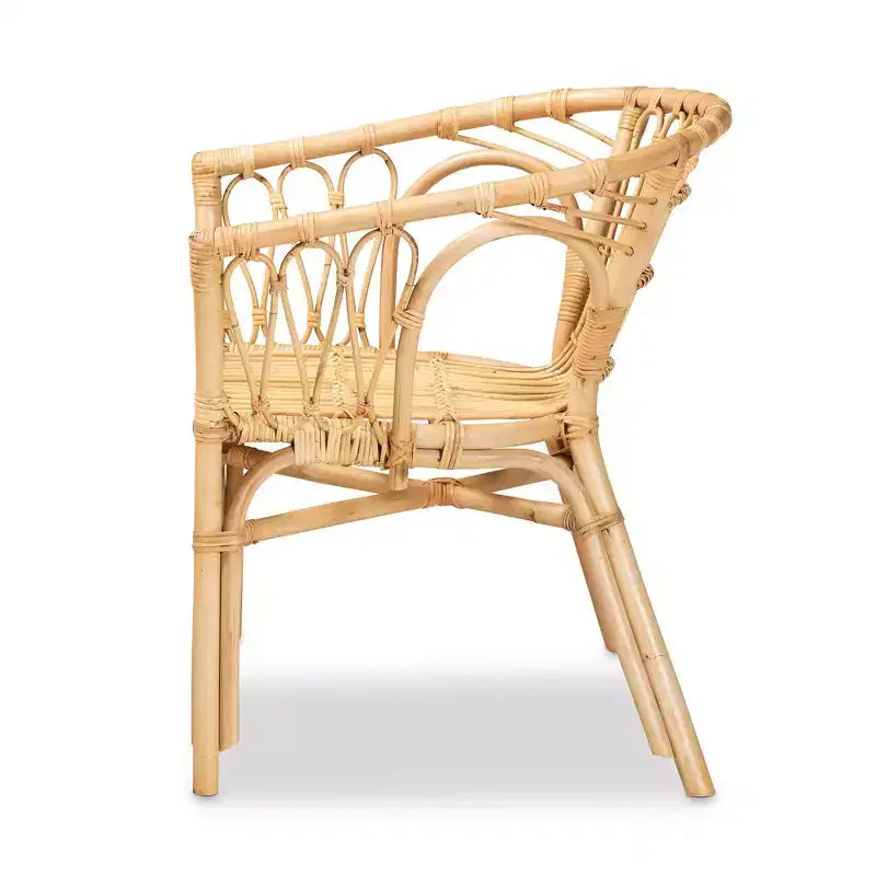Chaise de salle à manger en rotin naturel avec accoudoirs, entièrement assemblée, 29,1x23,6x24 po