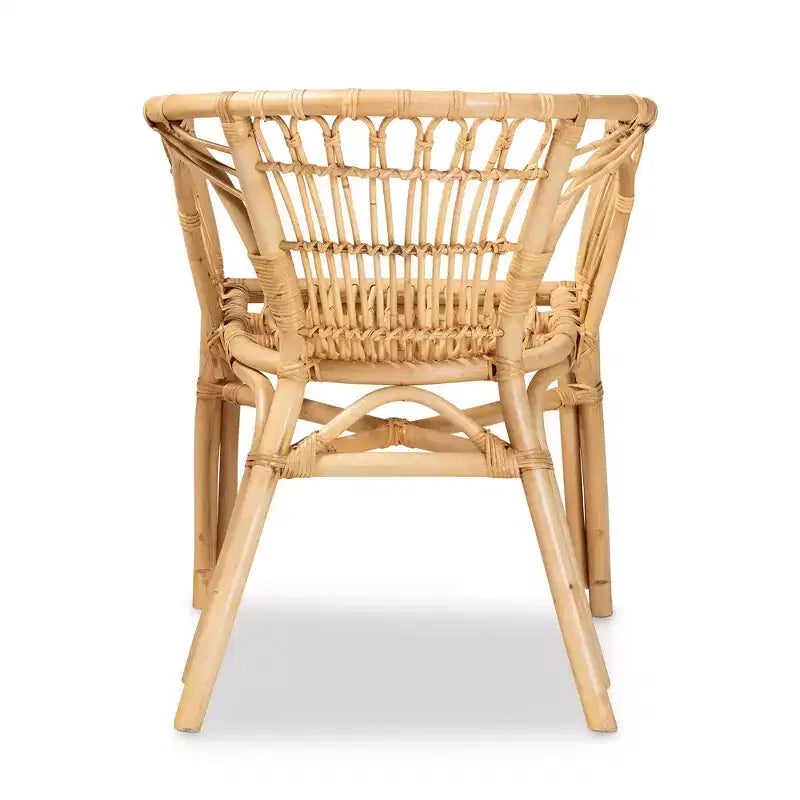 Chaise de salle à manger en rotin naturel avec accoudoirs, entièrement assemblée, 29,1x23,6x24 po