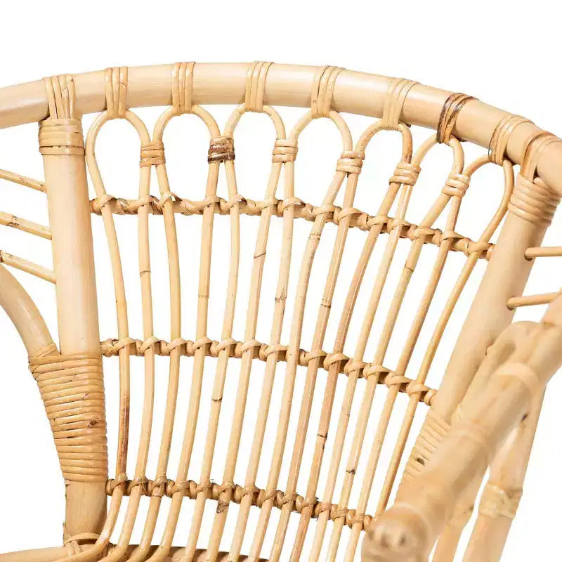 Chaise de salle à manger en rotin naturel avec accoudoirs, entièrement assemblée, 29,1x23,6x24 po