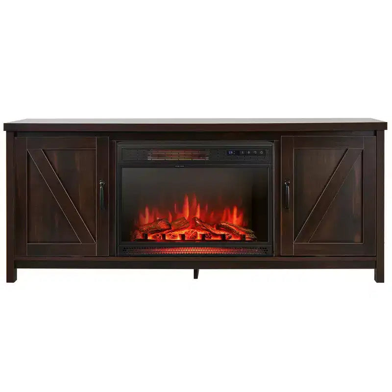 Meuble TV de 59 po avec cheminée électrique de 25 po de 1350 W et télécommande, convient aux téléviseurs jusqu'à 65 po