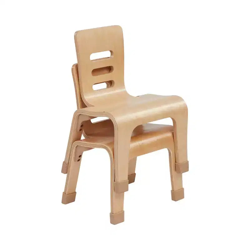 Chaise empilable en bois courbé, hauteur d'assise 25 cm, style Montessori, lot de 2