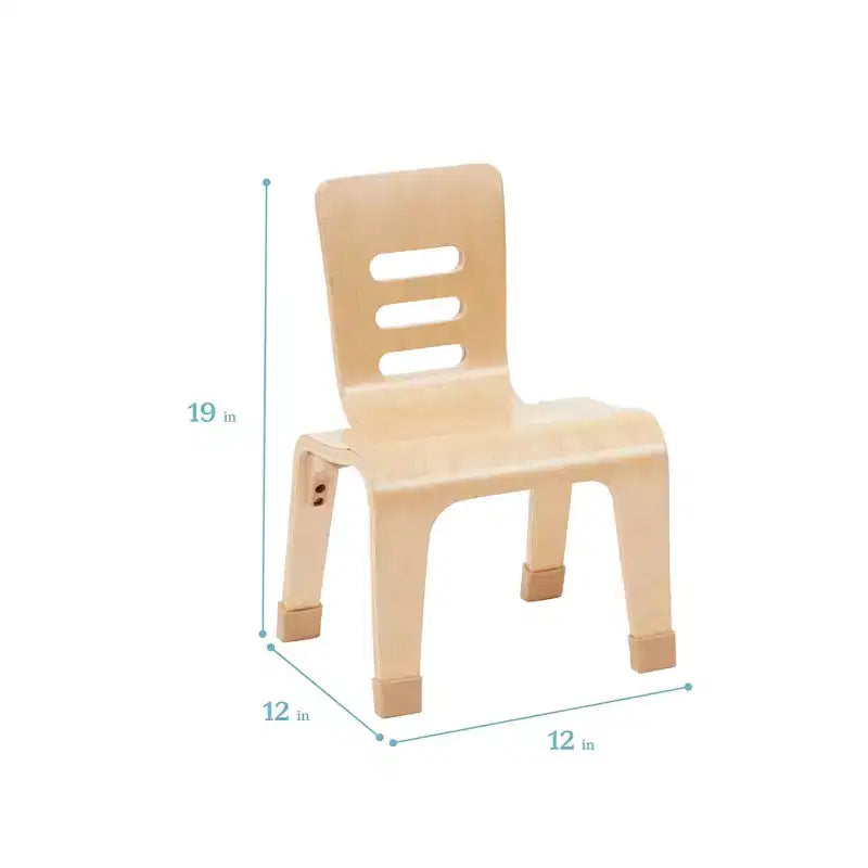 Chaise empilable en bois courbé, hauteur d'assise 25 cm, style Montessori, lot de 2