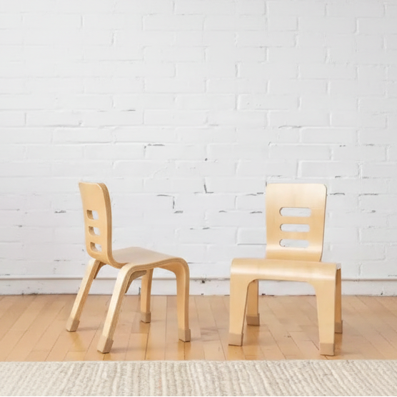 Chaise empilable en bois courbé, hauteur d'assise 25 cm, style Montessori, lot de 2