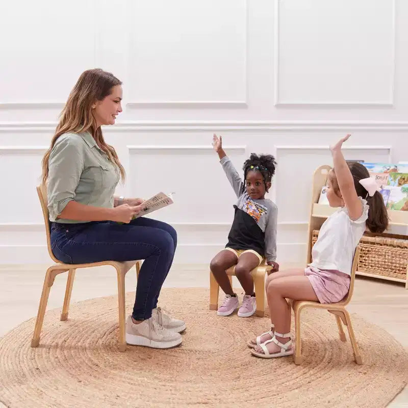 Chaise empilable en bois courbé, hauteur d'assise 25 cm, style Montessori, lot de 2
